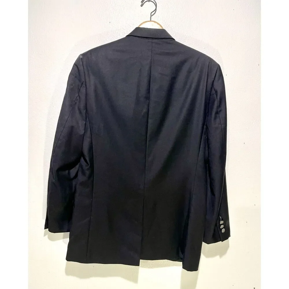 Lauren Ralph Lauren wool sport coat black blazer business logo button men's 38 R